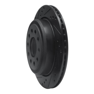 Lincoln Town Car Brake Rotor (1) - Rear Left - R1 Concepts - Drilled & Slotted - Black - `03-`11